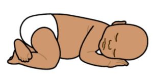 Cartoon drawing of a baby sleeping.