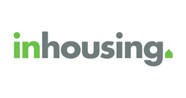 inhousing logo. The word inhousing is all lowercase and written in bold text. The first two letters are written in green and the rest of the word is written in grey. There is a small green house-shaped symbol at the end of the word.