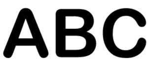 Example font ‘ABC’ written in capitals.