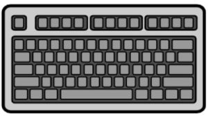 Cartoon drawing of a grey computer keyboard.