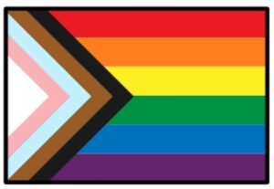 Pride flag. A flag with rainbow colour stripes.