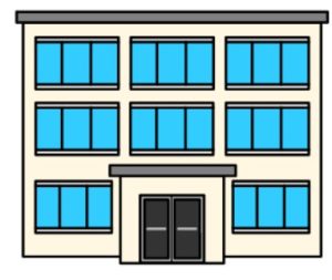 Cartoon drawing of a man and a woman talking. The man has brown hair and is using a communication device. The woman has black hair.